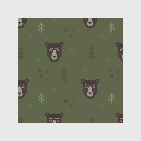 Скатерть «Медведь в лесу. Мишки и медведи. Суровый медвежонок и ёлки Для охотника»