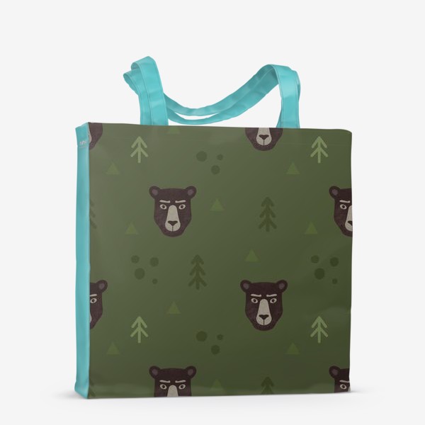 Сумка-шоппер «Медведь в лесу. Мишки и медведи. Суровый медвежонок и ёлки Для охотника»