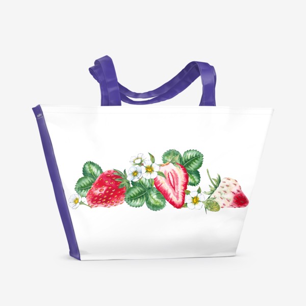 Пляжная сумка «Сочная клубника Цветы и ягоды Акварель»