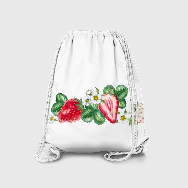 Рюкзак «Сочная клубника Цветы и ягоды Акварель»