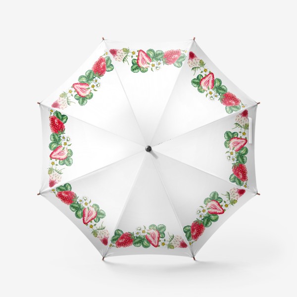 Зонт «Сочная клубника Цветы и ягоды Акварель»