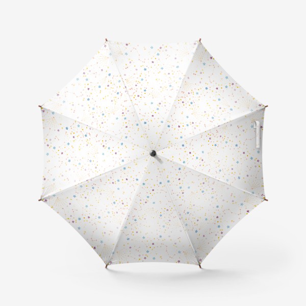 Зонт «Акварельный нарисованный вручную бесшовный фон с яркими космическими иллюстрациями созвездий, комет на белом фоне»