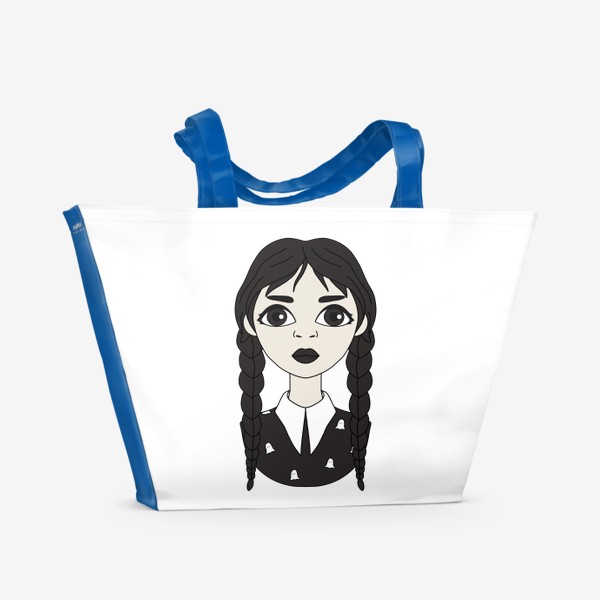 Пляжная сумка «Уэнсдэй Аддамс или Уэнзди Готическая девочка с чёрными косичками. Эмо Вэнсдэй Wednesday Addams»