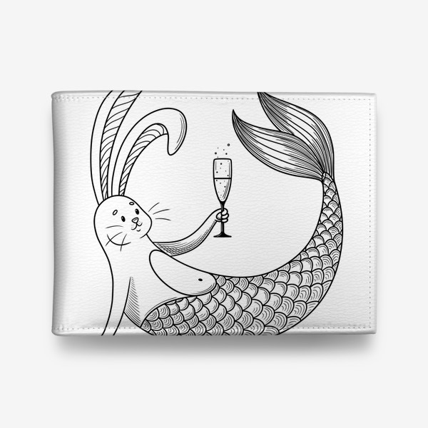 Кошелек «Белый кролик русалка с бокалом»
