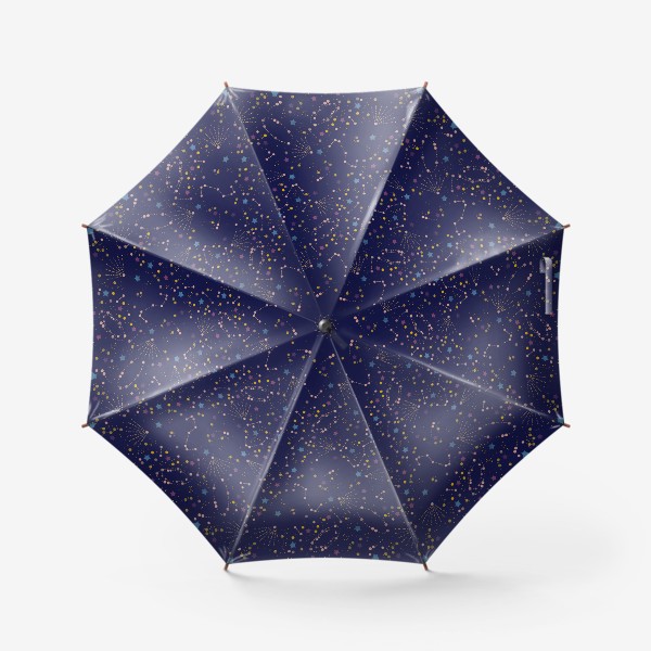 Зонт «Акварельный нарисованный вручную бесшовный фон с яркими космическими иллюстрациями созвездий, комет на темном синем фоне»