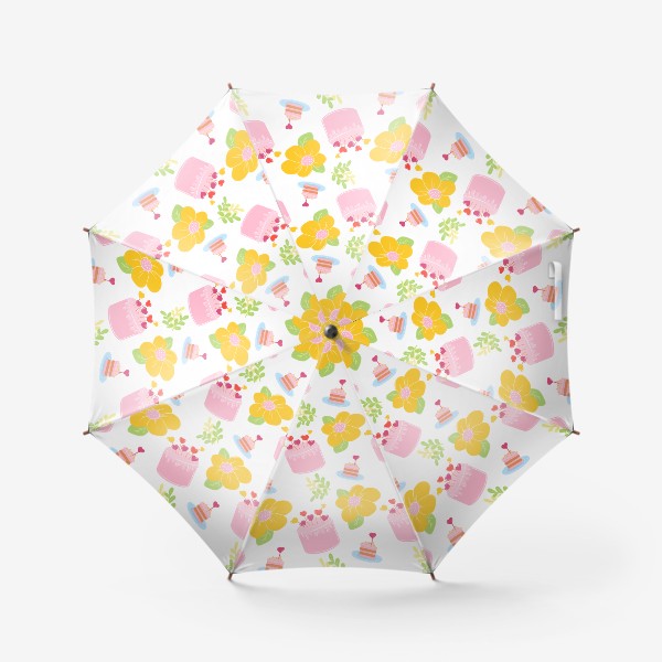 Зонт «Тортики и цветы — в подарок на 14 февраля и 8 матра»