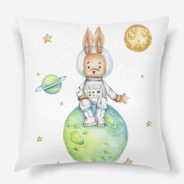 Подушка «Зайчик космонавт сидит на Луне»