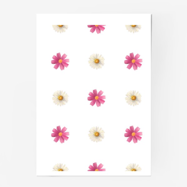 Постер «Летние цветы. Бесшовный акварельный паттерн.»