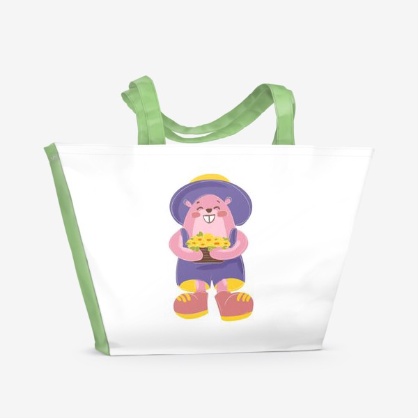 Пляжная сумка «Детский принт с мультяшными животными»
