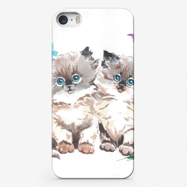 Чехол iPhone «Котята и дельфиниум»