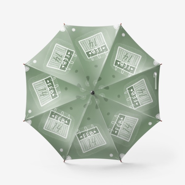 Зонт «зеленые календарики 14 февраля на день святого валентина»