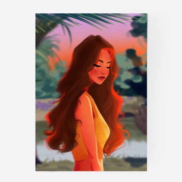 Постер «Мультяшная девушка с рыжими волосами»