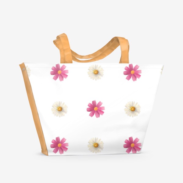 Пляжная сумка «Летние цветы. Бесшовный акварельный паттерн.»