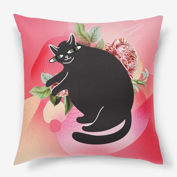 Подушка «Сонный котик в саду»
