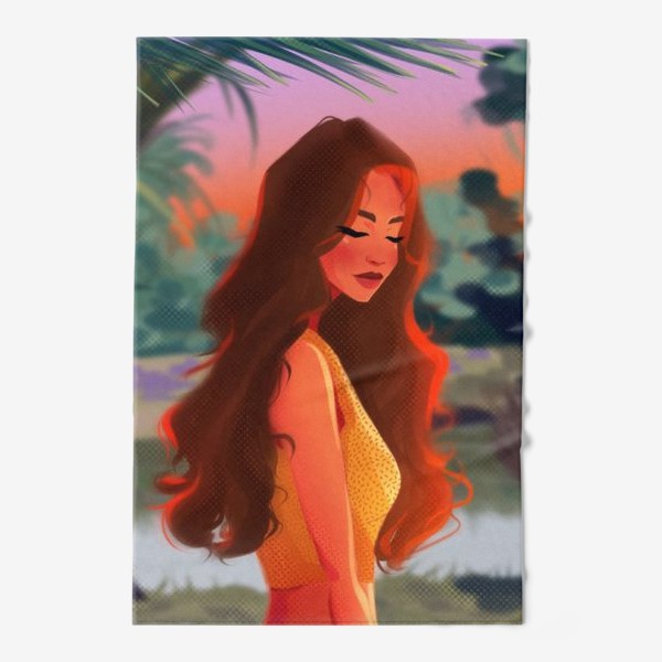 Полотенце «Мультяшная девушка с рыжими волосами»
