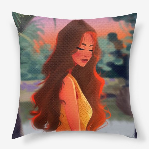 Подушка «Мультяшная девушка с рыжими волосами»