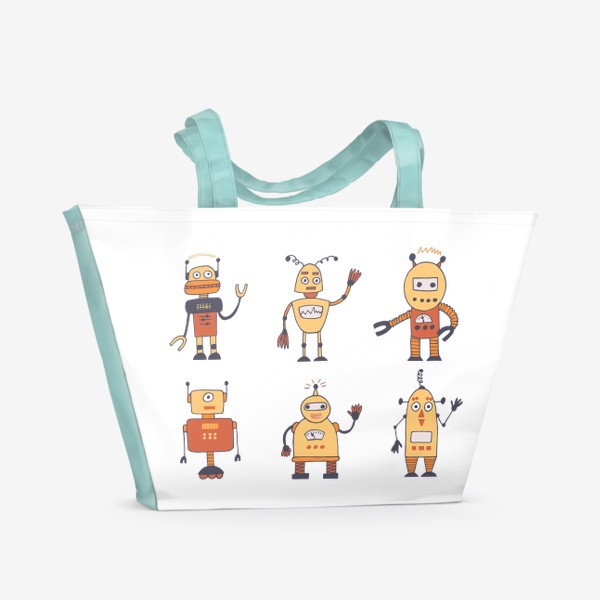 Пляжная сумка «семейка роботов»