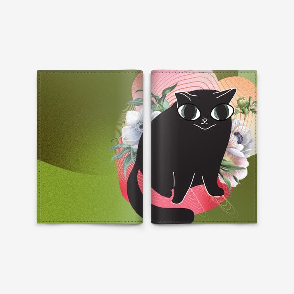 Обложка для паспорта «Котик охотится в лесу»