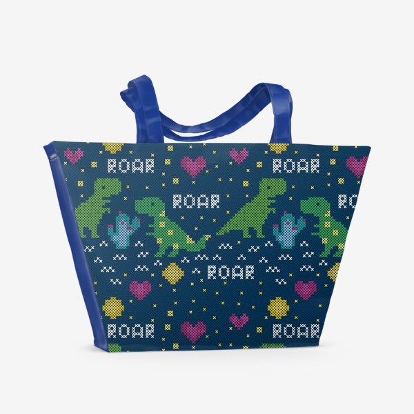 Пляжная сумка «Дино принт ROAR pixel Art»
