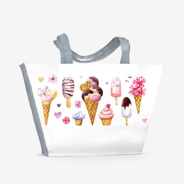 Пляжная сумка «Розовые сладости. Мороженое.»