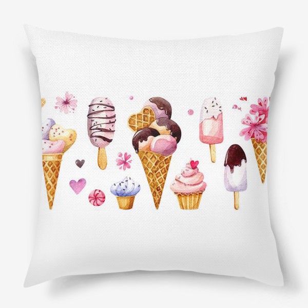 Подушка «Розовые сладости. Мороженое.»