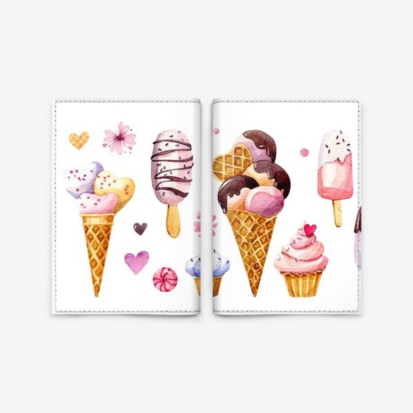 Обложка для паспорта «Розовые сладости. Мороженое.»