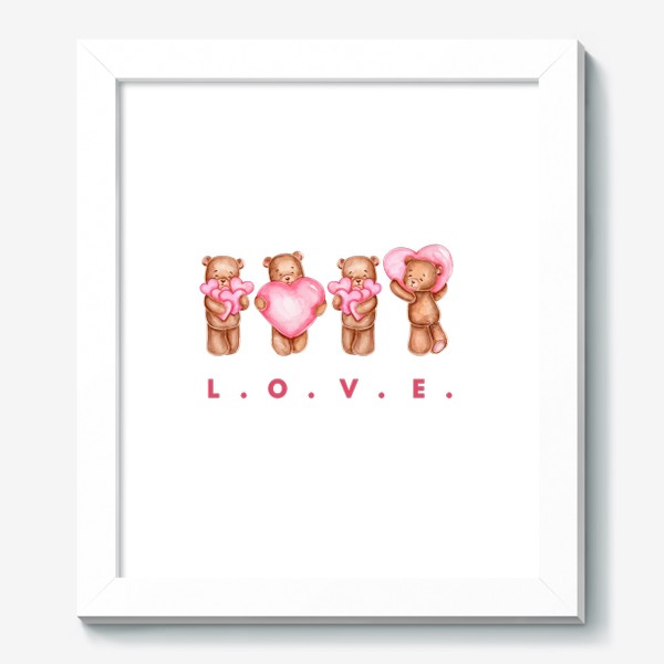 Картина «Мишки с сердечками и надпись "Любовь". С Днем св. Валентина!»