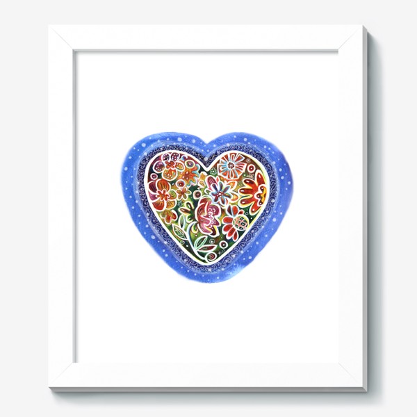Картина «Ко Дню всех влюблённых. Весенние цветы в сердечке. Акварель.»