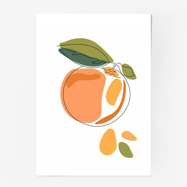 Постер &laquo;Принт с апельсином.Минимализм.Абстрактный апельсин.&raquo;