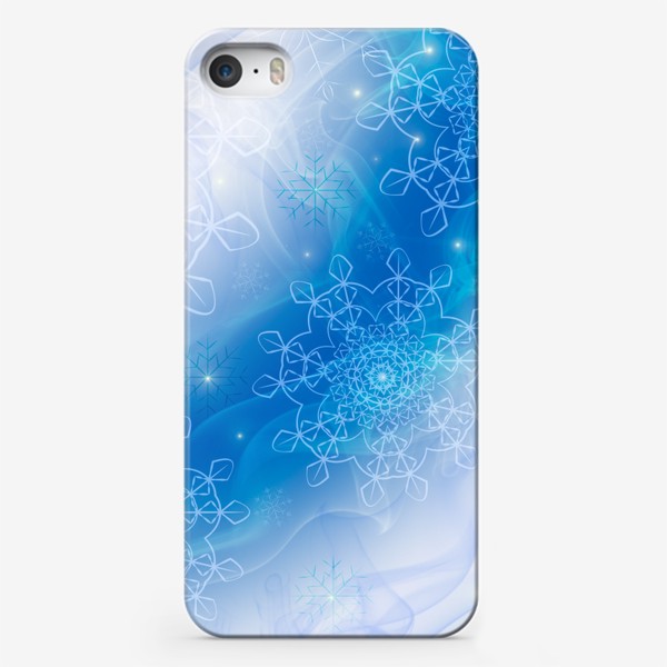 Чехол iPhone «Бело-голубые снежинки»