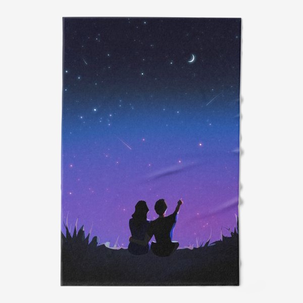 Полотенце «Влюблённая парочка на фоне ночного неба»
