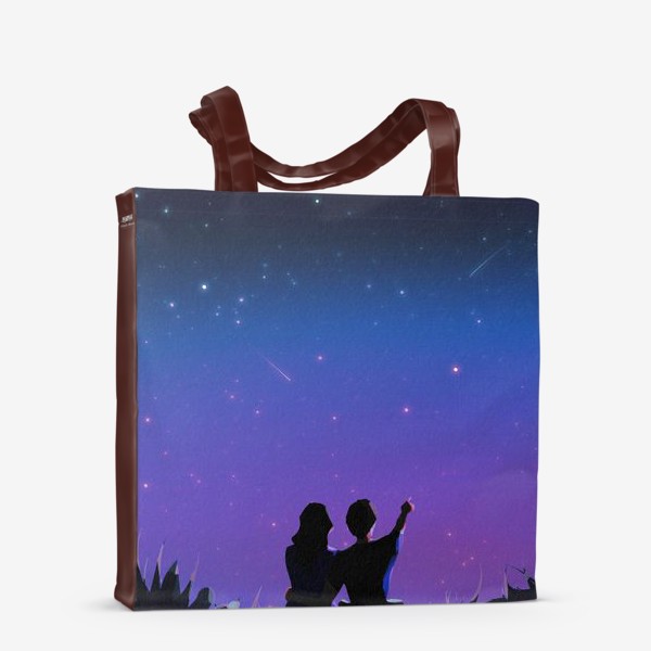 Сумка-шоппер «Влюблённая парочка на фоне ночного неба»