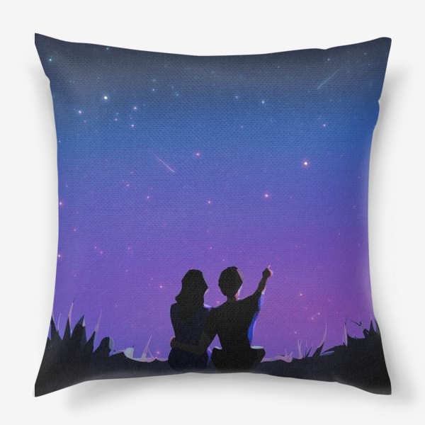 Подушка «Влюблённая парочка на фоне ночного неба»