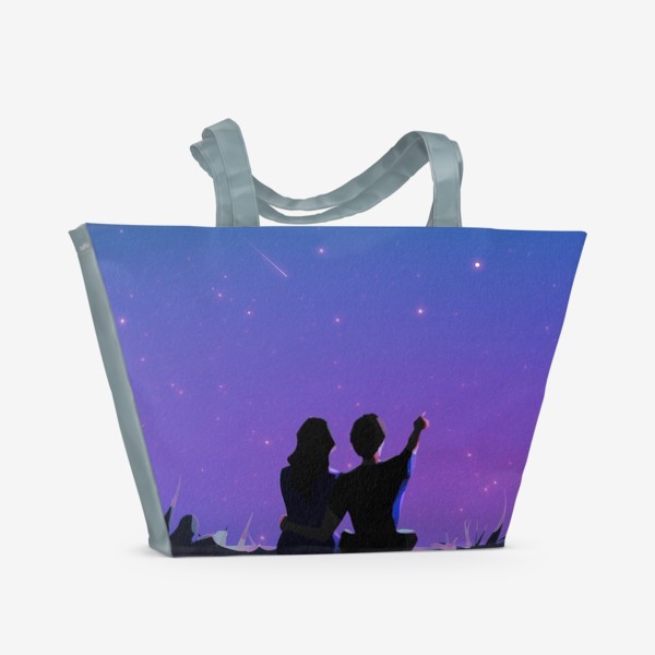 Пляжная сумка «Влюблённая парочка на фоне ночного неба»