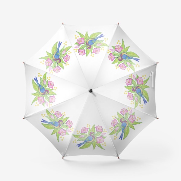 Зонт «Синяя птица в цветущем саду»