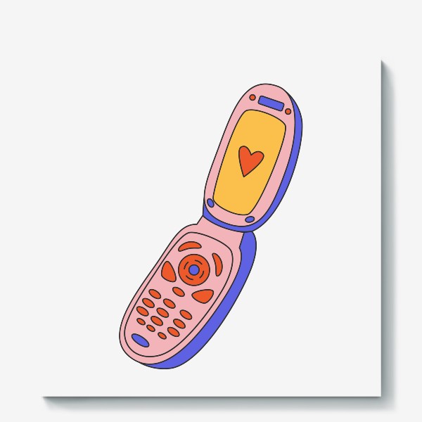 Холст &laquo;Яркий розовый телефон-раскладушка. Телефон из 90-х&raquo;