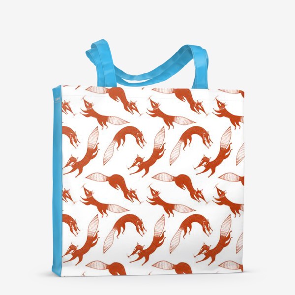 Сумка-шоппер &laquo;Акварельный нарисованный вручную стильный бесшовный фон с яркими иллюстрациями оранжевых лис&raquo;