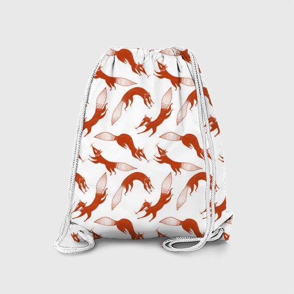 Рюкзак &laquo;Акварельный нарисованный вручную стильный бесшовный фон с яркими иллюстрациями оранжевых лис&raquo;