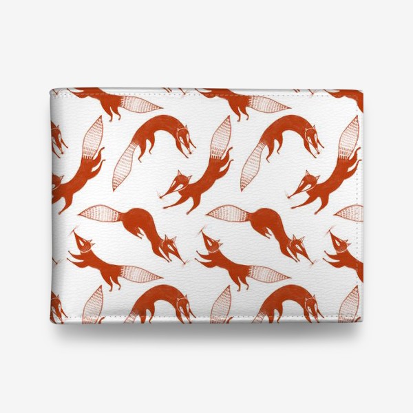 Кошелек «Акварельный нарисованный вручную стильный бесшовный фон с яркими иллюстрациями оранжевых лис»