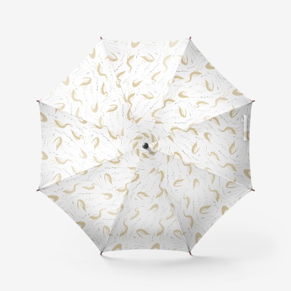 Зонт «Акварельная нарисованная вручную стильная яркая иллюстрация с золотыми птицами утками и травинками»