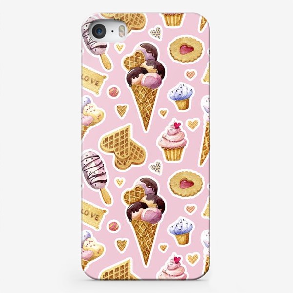 Чехол iPhone «Любовь к сладостям, паттерн»