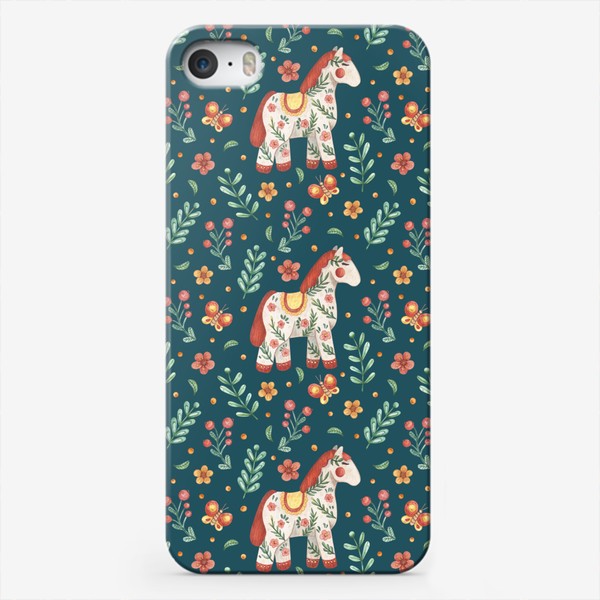 Чехол iPhone «Лошадки и цветочки»
