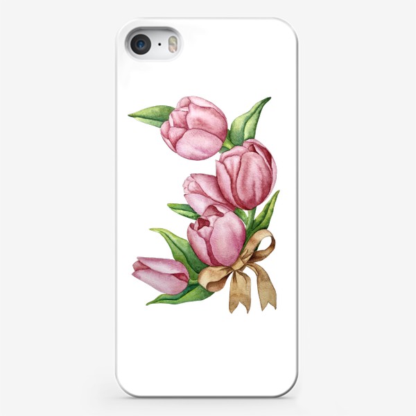 Чехол iPhone «Венок из тюльпанов. Акварель.. подарок на 8 марта.»