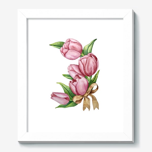 Картина «Венок из тюльпанов. Акварель.. подарок на 8 марта.»