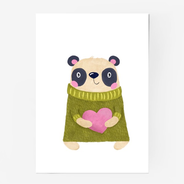 Постер «Панда с сердцем, мишка и любовь»