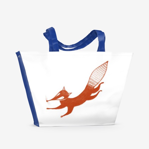 Пляжная сумка &laquo;Акварельная нарисованная вручную стильная яркая иллюстрация с лисой&raquo;