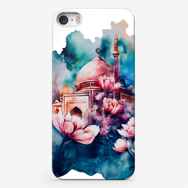 Чехол iPhone «Рамадан, Акварельная Мечеть с цветами »