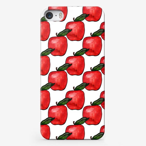 Чехол iPhone «Паттерн яркие сочные красные яблочки»