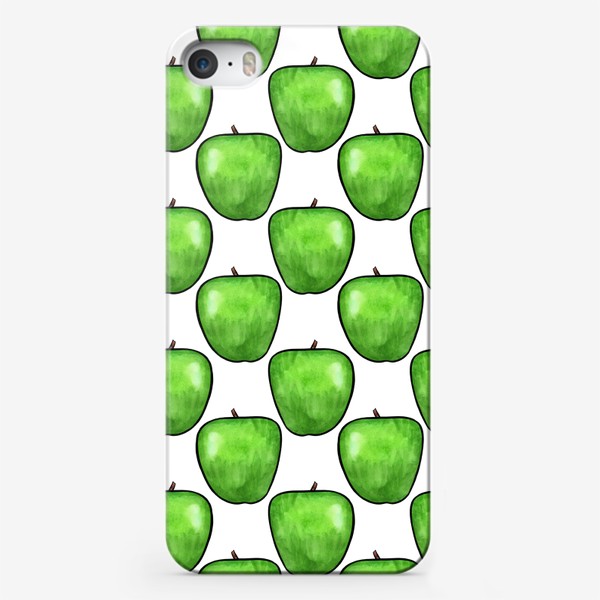 Чехол iPhone «Паттерн сочные зелёные яблоки»