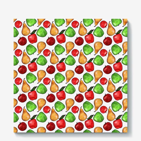 Холст «Паттерн разноцветные яркие сочные яблоки»